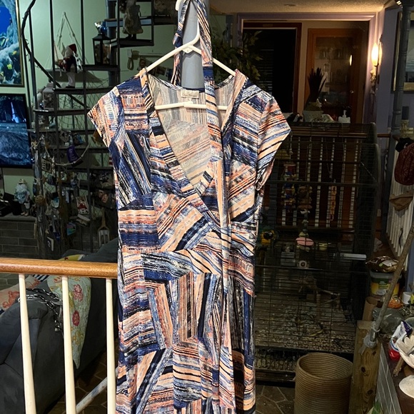 Olivia Matthews Asymmetrical Dress in Blue and Orange - Picture 1 of 3